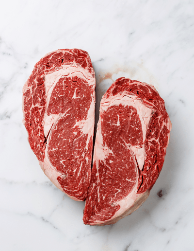 Marbled steak in shape of a heart